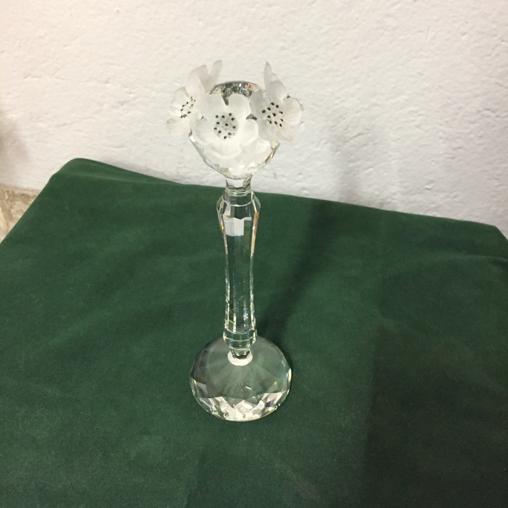 Crystal Candle Holder with Flowers